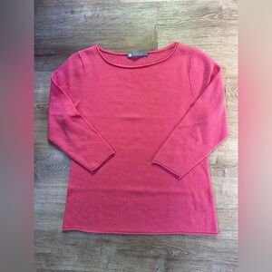 100% Cashmere Sweater Crew Neck 3/4 Sleeve Pink Size Large